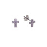 PENDIENTES CRUZ CIRCONITAS MICROENGASTE PLATA DE LEY