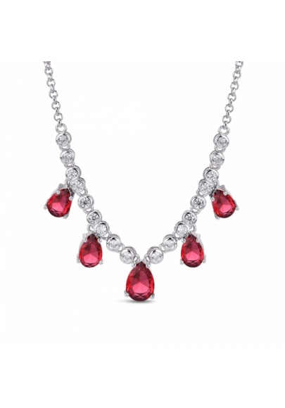 RED DROPS NECKLACE IN STERLING SILVER