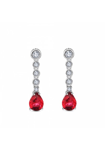 RED DROP EARRINGS IN STERLING SILVER