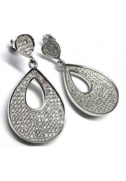 PENDIENTES LARGOS BRILLANTES PLATA DE LEY