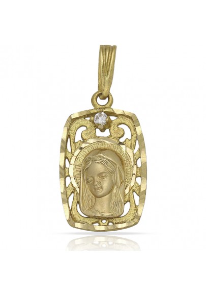 MEDALLA ORO 18K VIRGEN NIÑA RECTANGULAR M-971