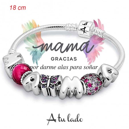 PULSERA MAMÁ MARIPOSA "A TU LADO" PLATA DE LEY  9120675