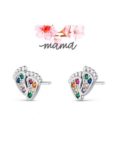 PENDIENTES MAMÁ PIECECITOS CON CIRCONITAS MULTICOLOR PLATA DE LEY 9113092