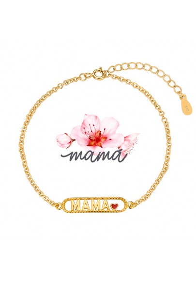 PULSERA MAMÁ CORAZÓN ESMALTE PLATA DE LEY BAÑO ORO 9119337