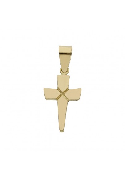 18K GOLD CROSS PENDANT-9X16MM