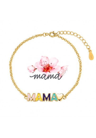 PULSERA MAMÁ ESMALTE PLATA DE LEY BAÑO ORO