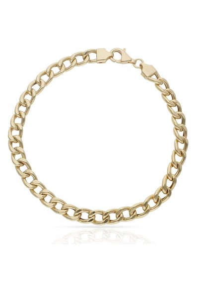 HOLLOW 18K GOLD 6 MM CURB CHAIN BRACELET