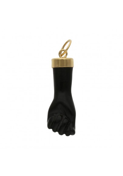 BLACK FIGA FIST HAND CHARM PENDANT IN 18 KL GOLD  7 X 21 MM