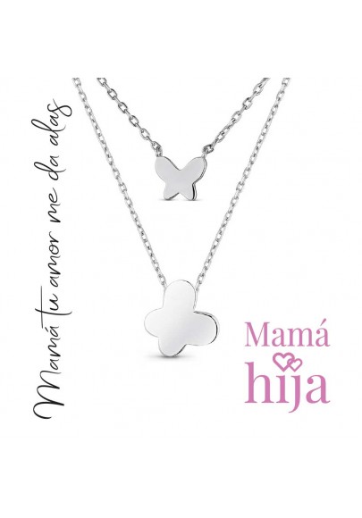 PACK COLLARES PLATA DE LEY MAMÁ/HIJA MARIPOSAS