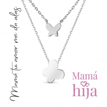 PACK COLLARES PLATA DE LEY MAMÁ/HIJA MARIPOSAS