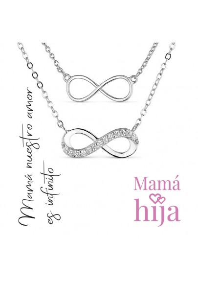 STERLING SILVER MOTHER AND DAUGHTER NECKLACE SET WITH INFINITY