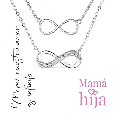 STERLING SILVER MOTHER AND DAUGHTER NECKLACE SET WITH INFINITY