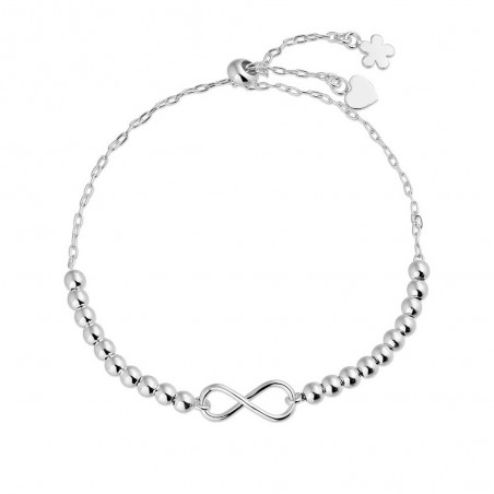 STERLING SILVER INFINITY BRACELET WITH SMALL BALLS