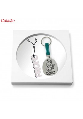 STAINLESS STEEL CATALAN LA MILLOR MESTRA KEYCHAIN AND BOOKMARK (PACK OF 2)