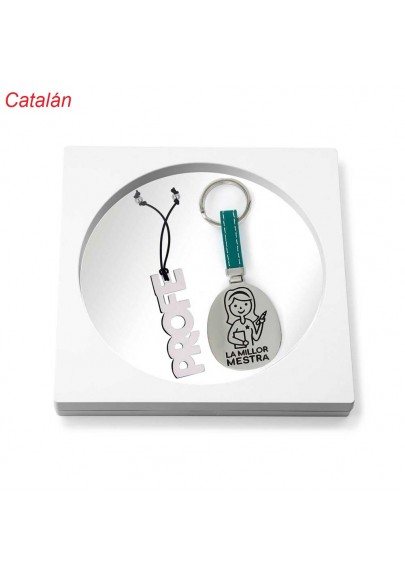 STAINLESS STEEL CATALAN LA MILLOR MESTRA KEYCHAIN AND BOOKMARK (PACK OF 2)