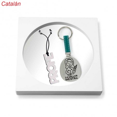 STAINLESS STEEL CATALAN LA MILLOR MESTRA KEYCHAIN AND BOOKMARK (PACK OF 2)