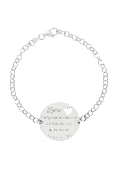 PULSERA PLATA DE LEY PERSONALIZADA PROFE CON FRASE