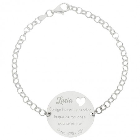 PULSERA PLATA DE LEY PERSONALIZADA PROFE CON FRASE