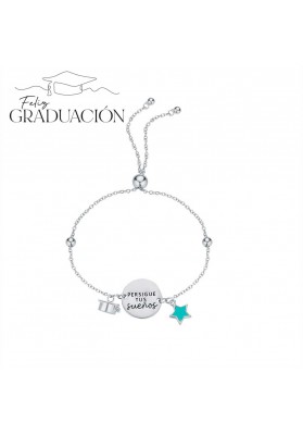 STERLING SILVER GRADUATION CUP BRACELET "PERSIGUE TUS SUEÑOS"