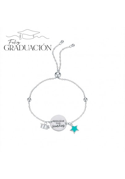 STERLING SILVER GRADUATION CUP BRACELET "PERSIGUE TUS SUEÑOS"