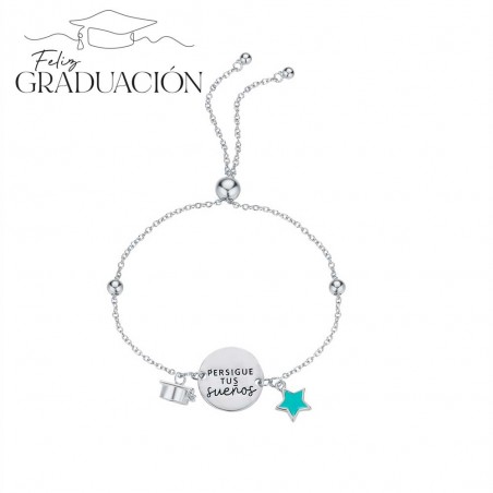 STERLING SILVER GRADUATION CUP BRACELET "PERSIGUE TUS SUEÑOS"