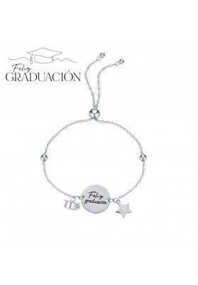 PULSERA GRADUACIÓN PLATA DE LEY FELIZ GRADUACIÓN