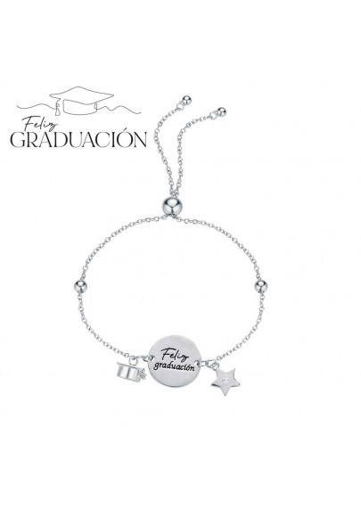 STERLING SILVER GRADUATION CUP BRACELET "FELIZ GRADUACIÓN"