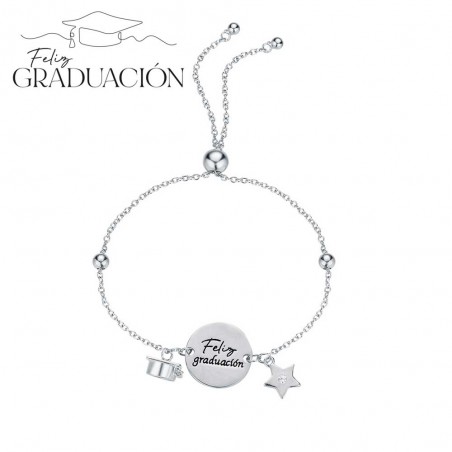 PULSERA GRADUACIÓN PLATA DE LEY FELIZ GRADUACIÓN