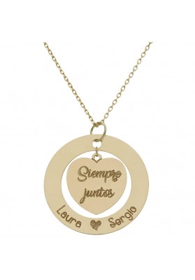 18K GOLD NAMES NECKLACE WITH CIRCLE AND HEART