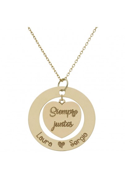 18K GOLD NAMES NECKLACE WITH CIRCLE AND HEART