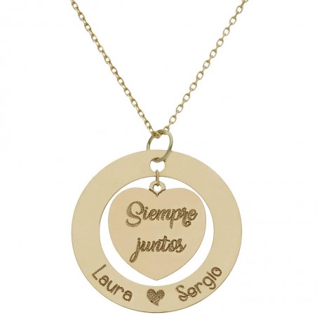 18K GOLD NAMES NECKLACE WITH CIRCLE AND HEART