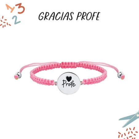 PULSERA PLATA PRIMERA HILO ROSA PROFE