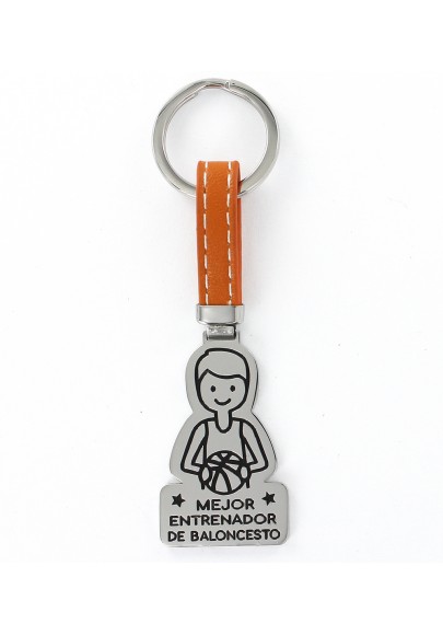 STAINLESS STEEL "MEJOR ENTRENADOR DE BALONCESTO" KEYCHAIN