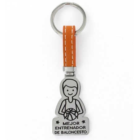 STAINLESS STEEL "MEJOR ENTRENADOR DE BALONCESTO" KEYCHAIN