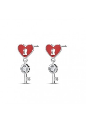 STERLING SILVER EARRINGS WITH A HEART AND A KEY