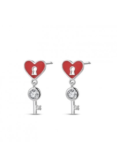 STERLING SILVER EARRINGS WITH A HEART AND A KEY