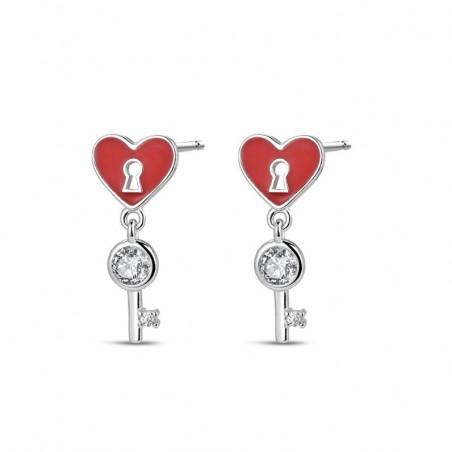 PENDIENTES CORAZÓN Y LLAVE PLATA DE LEY