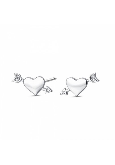 STERLING SILVER EARRINGS WITH A HEART AND AN ARROW