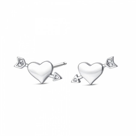 STERLING SILVER EARRINGS WITH A HEART AND AN ARROW