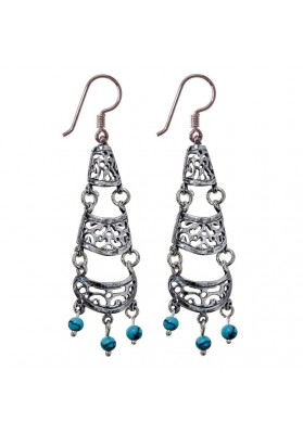 STERLING SILVER AND TURQUOISE DANGLE EARRINGS