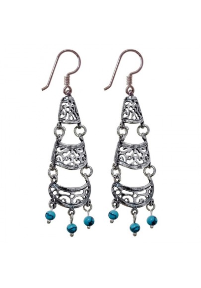 STERLING SILVER AND TURQUOISE DANGLE EARRINGS