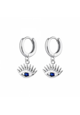 STERLING SILVER HOOP EARRINGS WITH TURKISH EVIL EYE