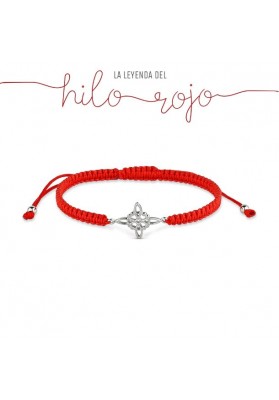 RED THREAD BRACELET WITH A WITCH´S KNOT STERLING SILVER