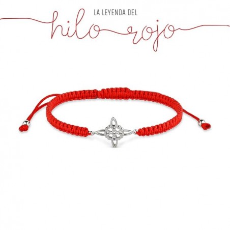 RED THREAD BRACELET WITH A WITCH´S KNOT STERLING SILVER