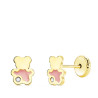 PENDIENTES ORO 18 KL OSO ESMALTE ROSA