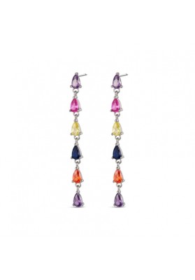 STERLING SILVER MULTICOLOURED DROP EARRINGS