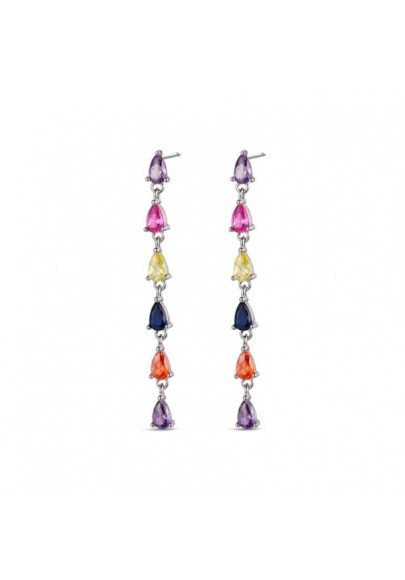 STERLING SILVER MULTICOLOURED DROP EARRINGS