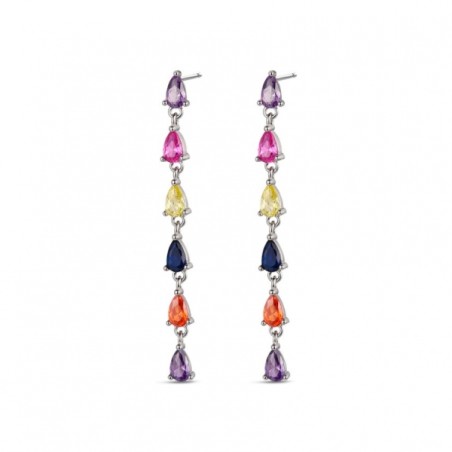 STERLING SILVER MULTICOLOURED DROP EARRINGS