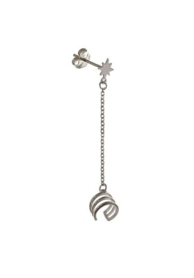 PENDIENTE EAR CUFF ROSA DE LOS VIENTOS CON CADENA PLATA DE LEY