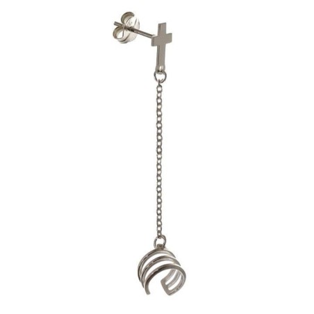 STERLING SILVER EAR CUFF EARRING WITH CHAIN AND CROSS